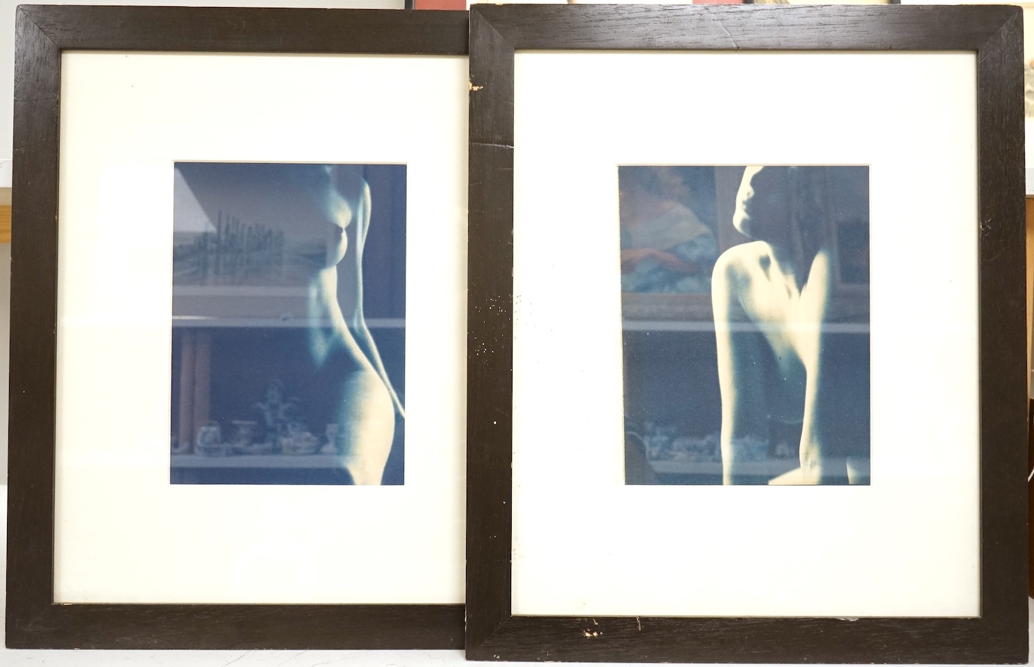 Allan Jenkins (contemporary), 'Jenny torso 2000' and 'Charlotte's profile', 1999, each signed, titled, dated and numbered in pencil verso, pair of toned cyanotype prints, each with labels verso, 24 x 19cm